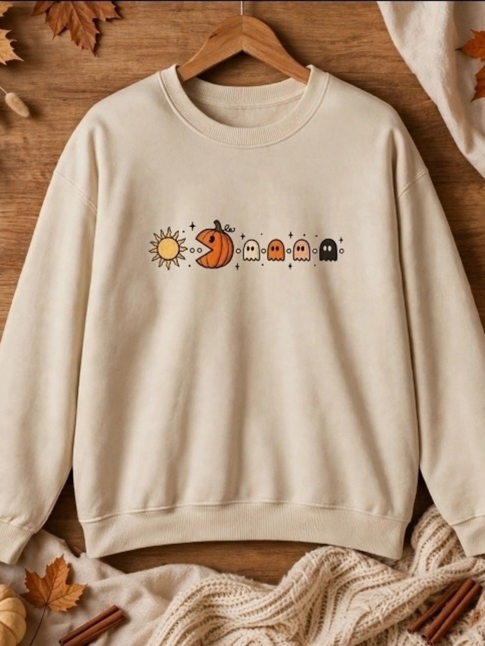 Retro Halloween Pumpkin Ghost Sweatshirt | Fall Spooky Season Crewneck